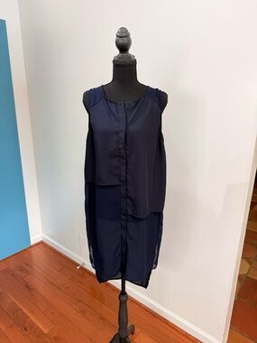 Lush Navy Sleeveless Layered Tunic